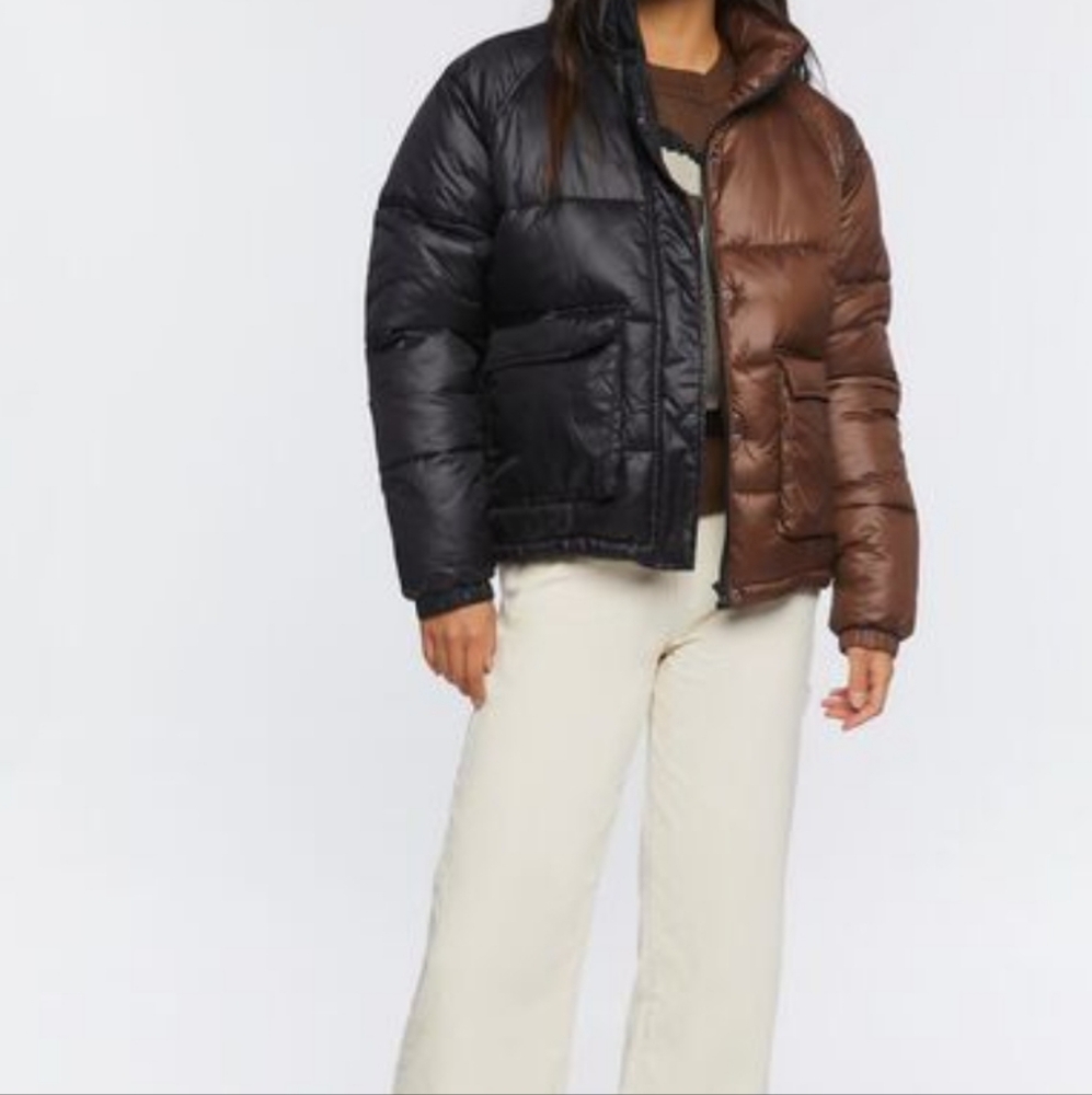 NWT Forever 21 Color Block Puffer Jacket